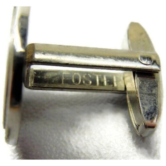 Foster Vtg 925 Sterling Silver Black Trim Cufflinks Shirts Tux Wedding Men Used - Picture 9 of 10